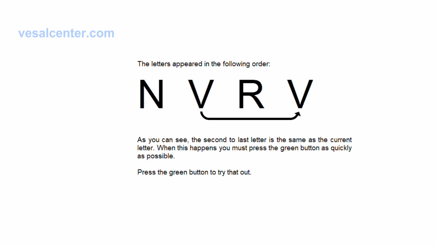آزمون NBV (N BACK Verbal) از مجموعه COGBAT وینا